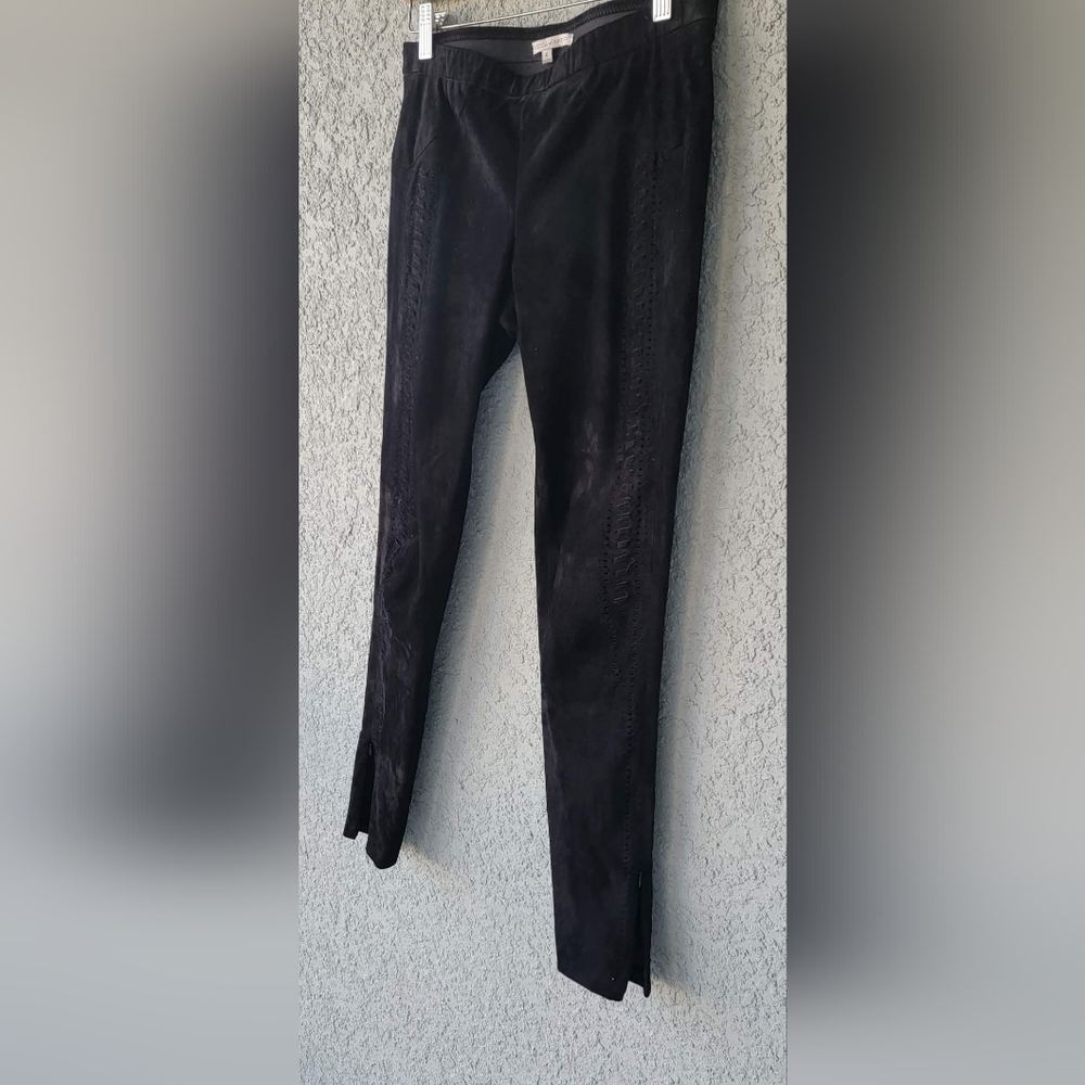 Lamb Suede Black Leggings With Stich Details Size 4